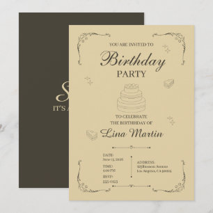 Neutral Beige Birthday Invitation