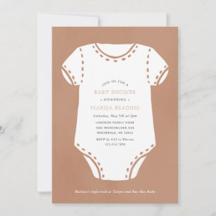 Neutral Beige Bodysuit Minimalist Baby Shower Invitation