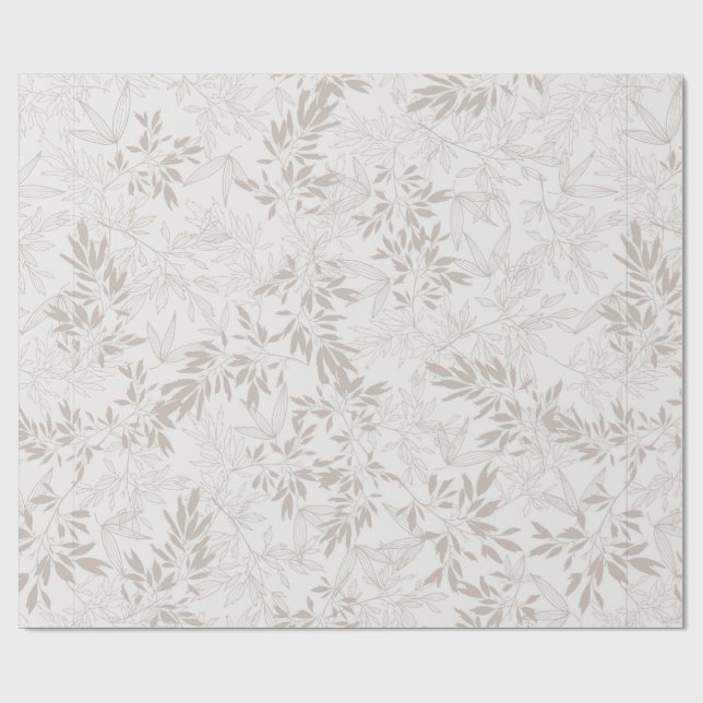 Neutral Beige Botanical Minimalist Leaf Wrapping Paper (Flat)