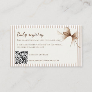Neutral Beige Bow Baby Registry Card