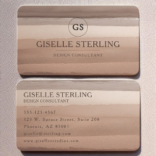 Neutral Beige Brown Watercolor Minimal Modern Business Card