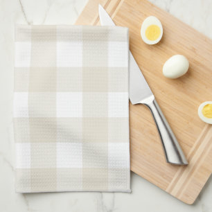 Neutral Beige Buffalo Check Plaid Rustic Farmhouse Tea Towel