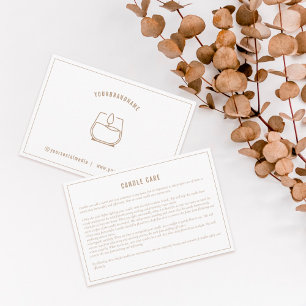 Neutral Beige Candle Care Instruction Card