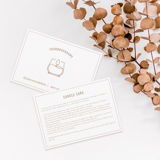 Neutral Beige Candle Care  Instruction Card (Creator Uploaded)