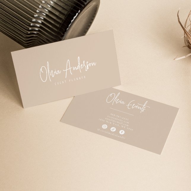 Neutral Beige Cream Minimalist Boho Chic Modern Business Card (Creator Uploaded)