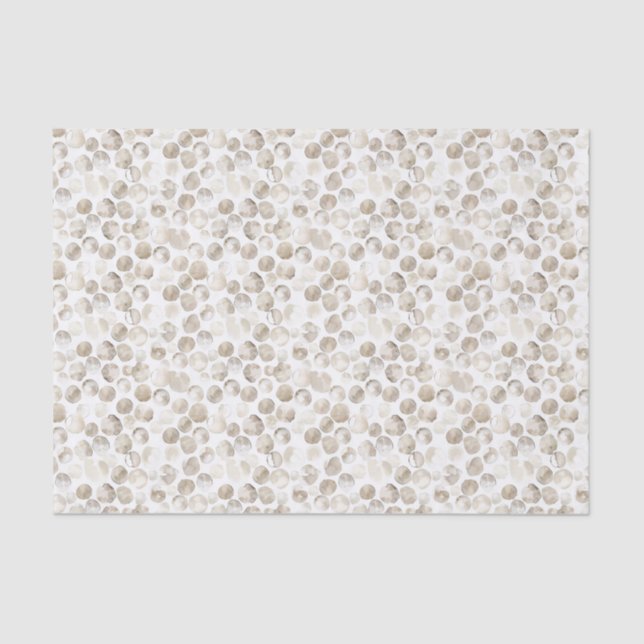 Neutral Beige Cream White Watercolor Dots Pattern Tissue Paper (Front)
