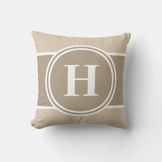 Neutral Beige Customisable Monogram Throw Pillow