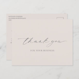 Neutral Beige Elegant Modern Business Thank You Postcard