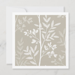 Neutral Beige Floral Silhouette Botanical Art Card