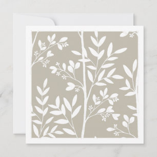 Neutral Beige Floral Silhouette Botanical Art Card