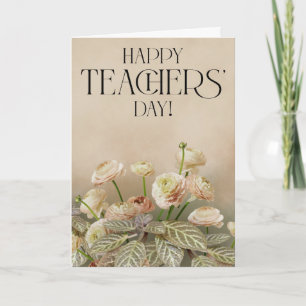 Neutral Beige Floral Teacher’s Day Card