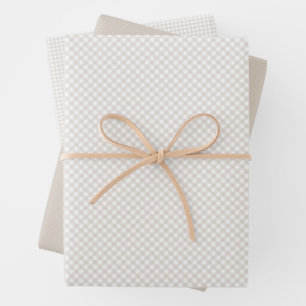 Neutral beige gingham and dots simple classic baby wrapping paper sheet