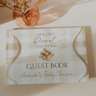 Neutral Beige Gingham Little Peanut Baby Shower Guest Book