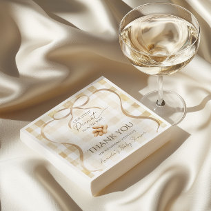 Neutral Beige Gingham Peanut Baby Shower Decor Napkin
