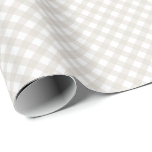 Neutral beige gingham simple plaid checks wrapping paper