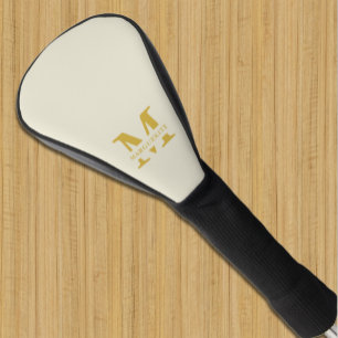 Neutral Beige Gold Monogram Golf Head Cover