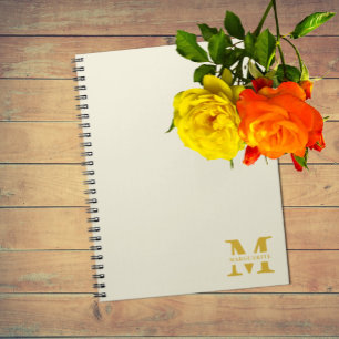Neutral Beige Gold Monogram Notebook