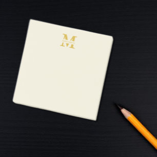 Neutral Beige Gold Monogram Post-it Notes