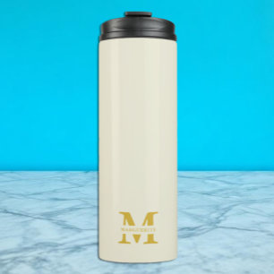 Neutral Beige Gold Monogram Thermal Tumbler