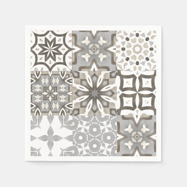 Neutral,beige,grey ,Moroccan tiles  Napkin (Front)