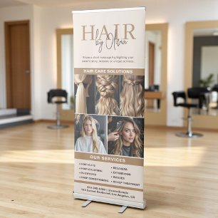Neutral Beige Hair Salon Beauty Services Photo Retractable Banner