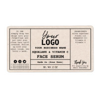 Neutral Beige Kraft Paper Serum Labels