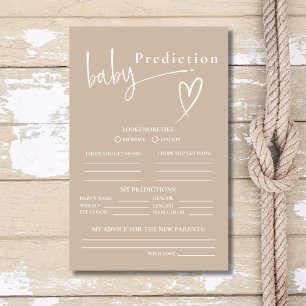 Neutral Beige Minimalist Baby Prediction Shower Flyer