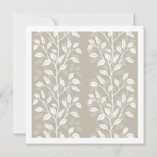 Neutral Beige Minimalist Leaf Botanical Art Card (Front)
