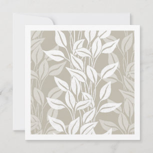 Neutral Beige Minimalist Leaves Botanical Art Card