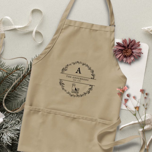 Neutral Beige Minimalist Newlywed Gift Monogram   Standard Apron (Creator Uploaded)