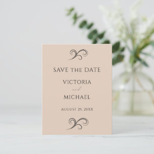 Neutral Beige Minimalist Wedding Save The Date