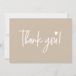 Neutral Beige Modern script Baby Shower Couple Thank You Card