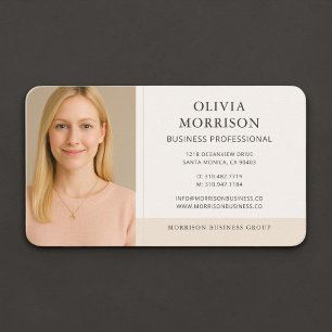 Neutral Beige Photo Business Card