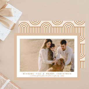 Neutral Beige Photo Stylish Boho Christmas Holiday Card