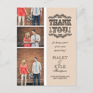 Neutral Beige Photo Wedding Thank You Post Card