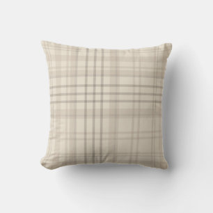 Neutral Beige Plaid Cushion