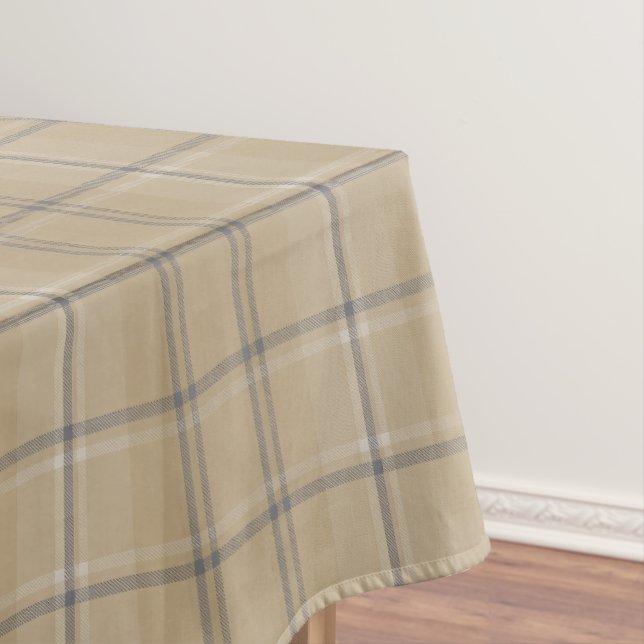 Neutral Beige Plaid Tartan  Tablecloth (In Situ)