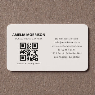 Neutral Beige QR Code Business Card