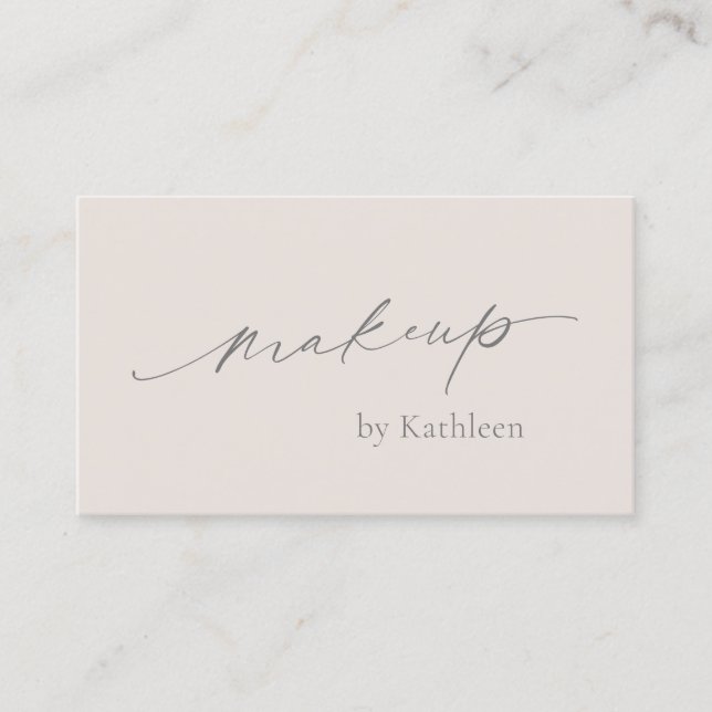 Neutral Beige QR Code Elegant Makeup Artist Modern Business Card (Front)