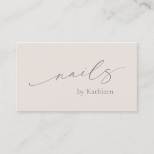 Neutral Beige QR Code Elegant Nail Salon Modern Business Card