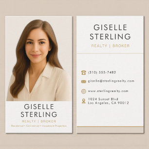 Neutral Beige Real Estate Agent Broker Business Card