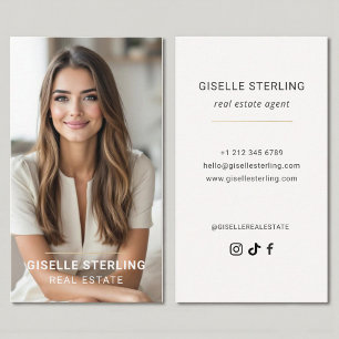 Neutral Beige Real Estate Agent Minimal Modern Business Card