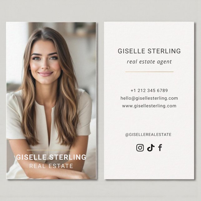 Neutral Beige Real Estate Agent Minimal Modern Business Card (Creator Uploaded)