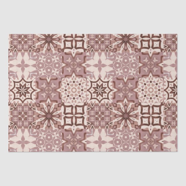 Neutral,beige,red,pink,Moroccan tiles  Tissue Paper (Front)