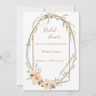 Neutral Beige Rustic Floral wreath Bridal Shower Invitation