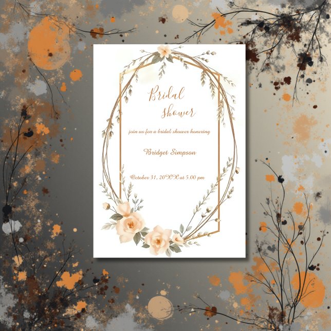Neutral Beige Rustic Floral wreath Bridal Shower Invitation (Creator Uploaded)
