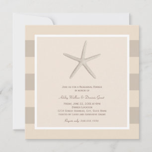 Neutral Beige Starfish Beach Wedding Rehearsal Invitation