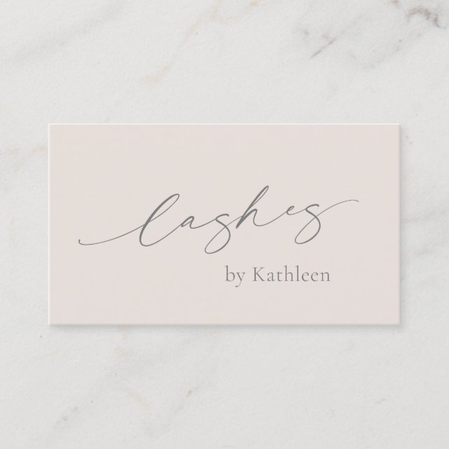 Neutral Beige Tan QR Code Elegant Lashes Modern Business Card (Front)