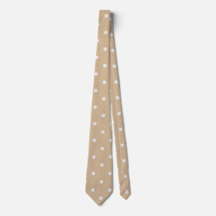 Neutral Beige White Polka Dot Pattern Tie