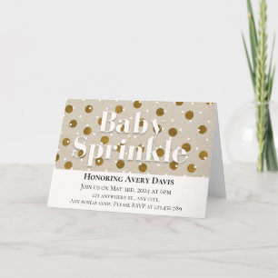 Neutral beige & white polka dots invitation